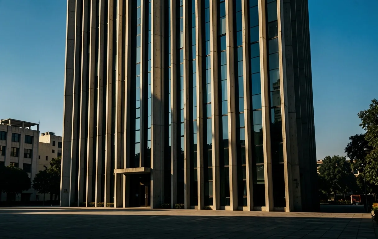Brutalist architectural structure in Lahore